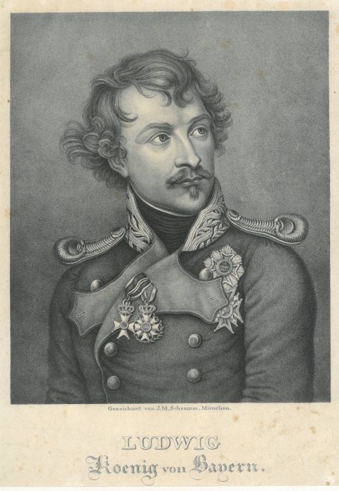 LUDWIG I., König Von Bayern (1786 - 1868). - Brustbild Nach Halbrechts ...